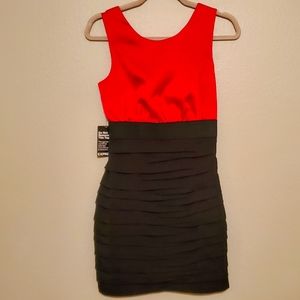Express Bodycon Two-Tone Ruched Dress